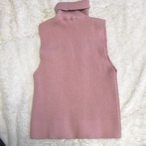 Pink Turtleneck Sleeveless Sweater